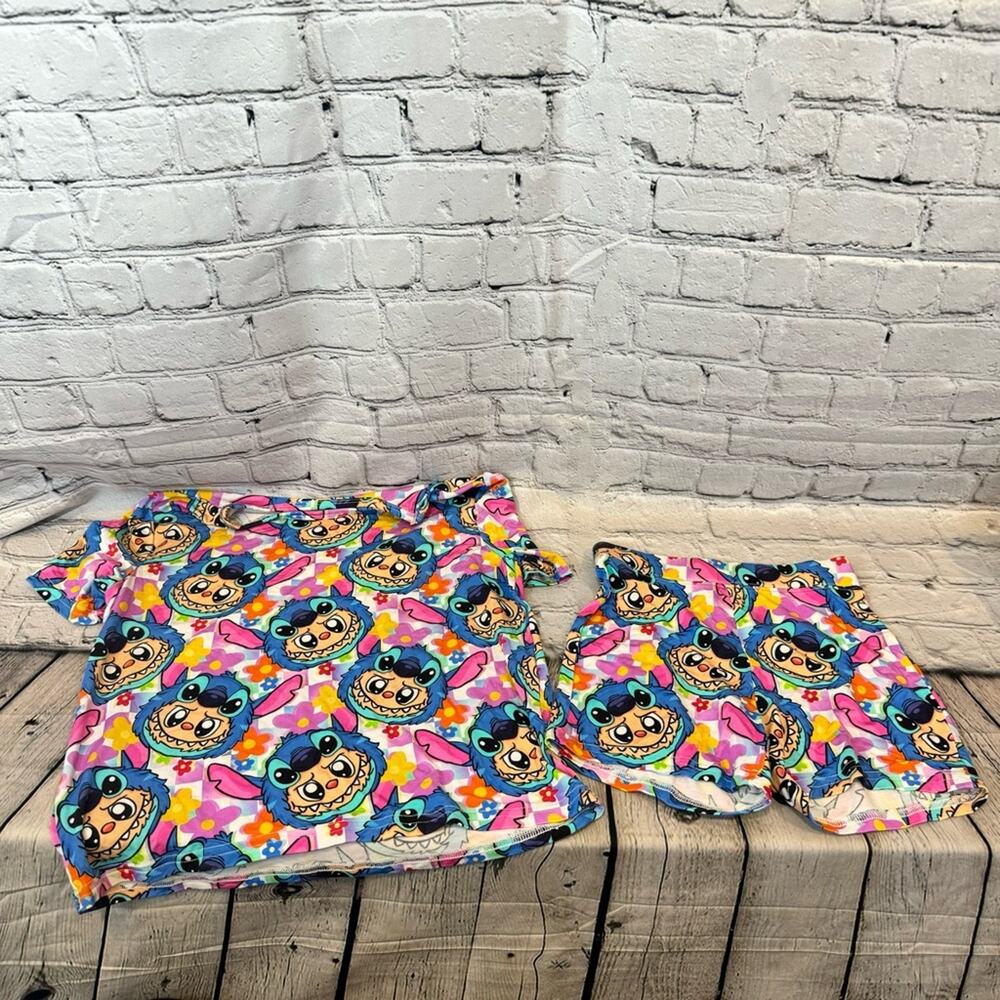 Wei Wei Stitch Labubu Inspired Bamboo Short Set